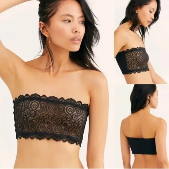 NWOT Intimately Free People Black Lace Sheer Bandeau Bra Reversible XS Small - Image 2