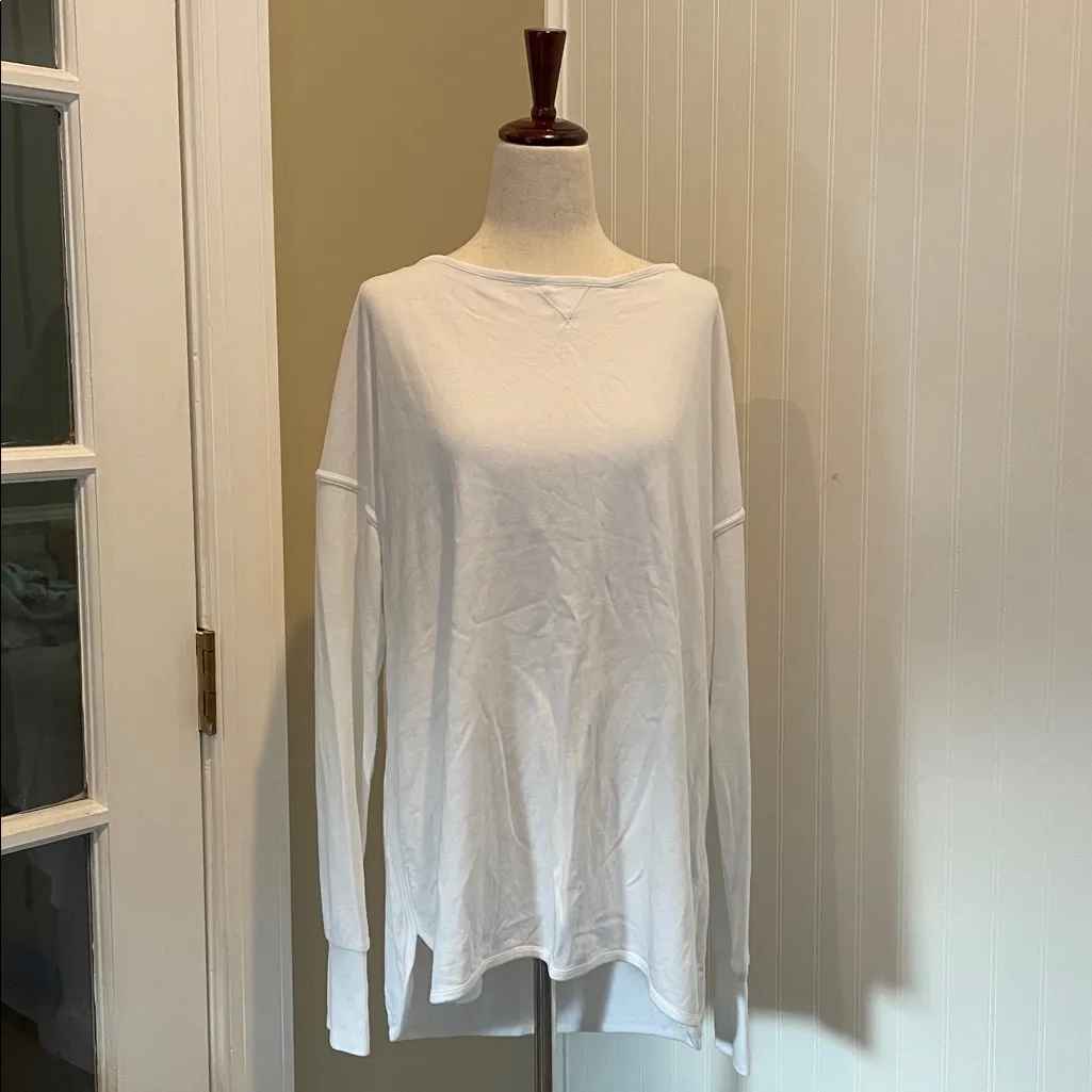 SWEATY BETTY Simhasana Sport Open Back Organic Cotton Sweatshirt in White Size L - Image 4