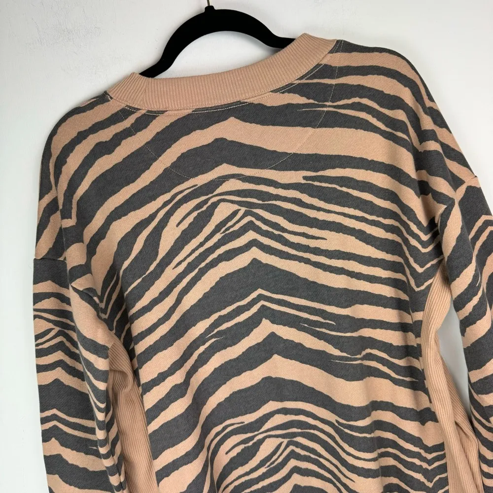 Aerie Good Vibes Oversized Sweatshirt Sz Small Side Slits Animal Tiger Print - Image 13