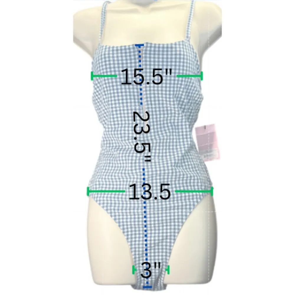 Juicy Couture Seersucker Lined Blue Gingham Zipper Front women sz L - Image 2