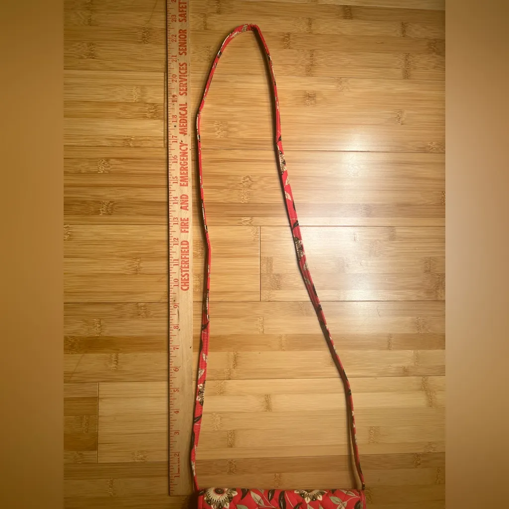 Maggi B Womens Quilted Floral 100% Cotton MultiPocket Wallet Crossbody/Purse Bag Red - Image 5