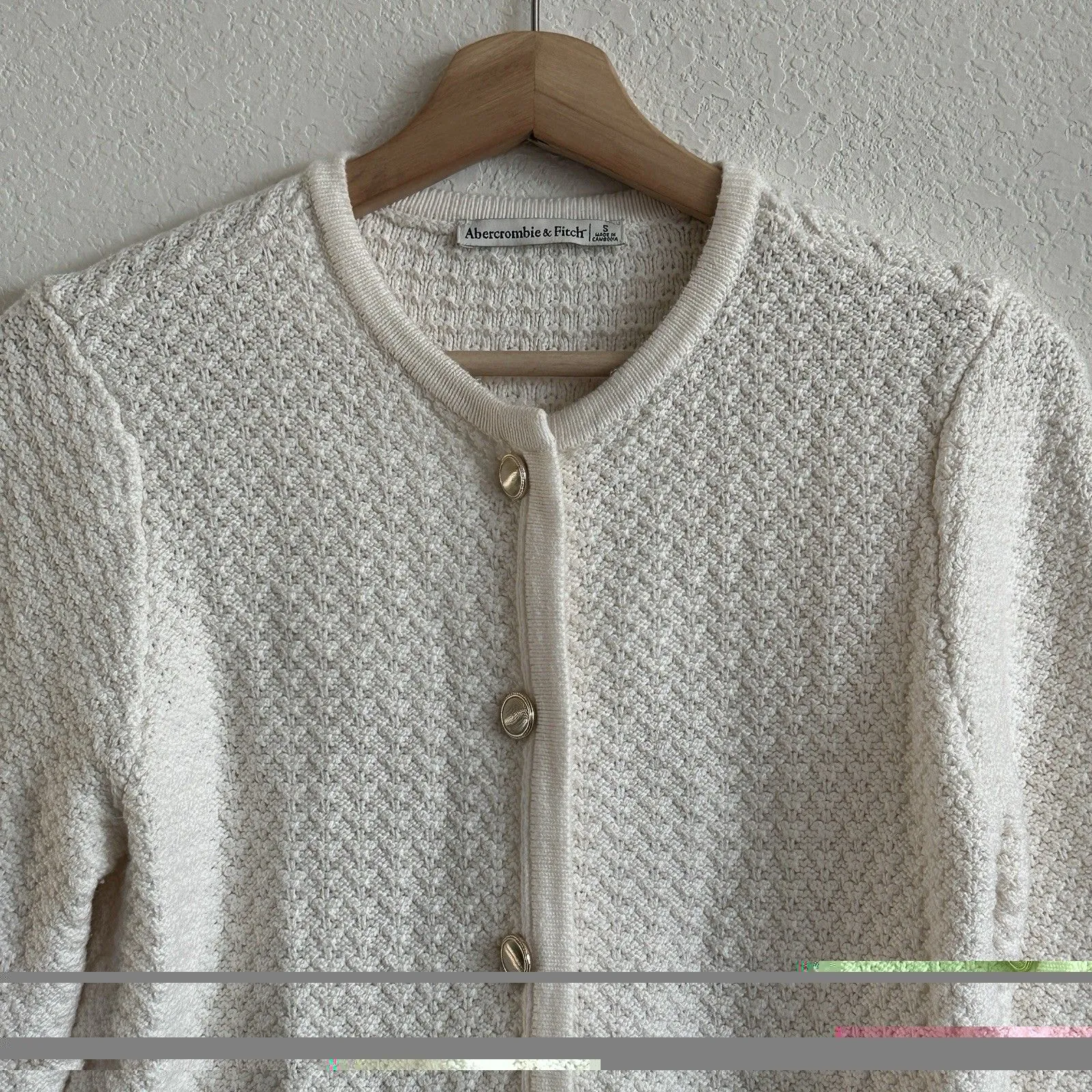 Abercrombie & Fitch Y2K Cardigan Knit Gold Button Crop Sweater S - Image 5