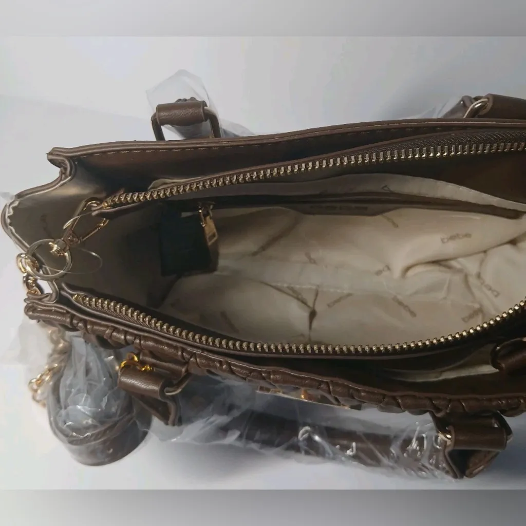 Bebe Sena  sm Satchel Crossbody in Chocolate Quilted Gold Hardware NWT - Image 3