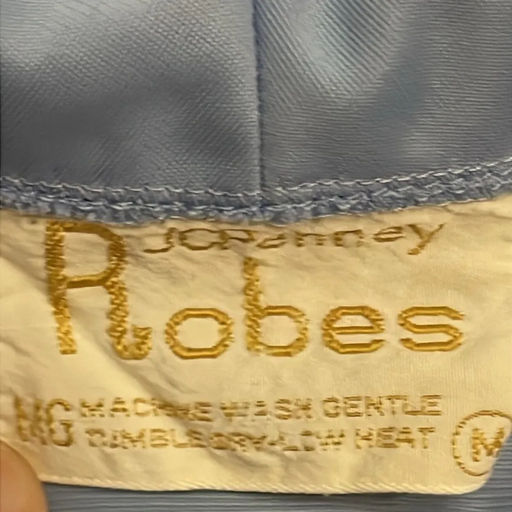 JCPenney Vintage 1960s Blue Nylon Robe House Coat Womens Size Medium - Image 2