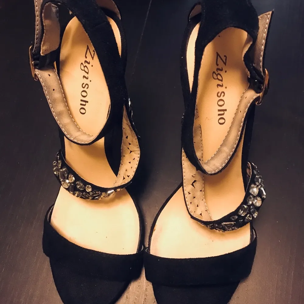 Black Suede Zigi Soho Rhinestone Studded Heel - Image 4