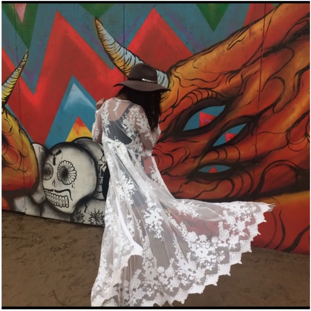 Arnhem Lace Bohemian Maple Maxi Dress Kimono Duster White Festival Size 6 NWT - Image 5