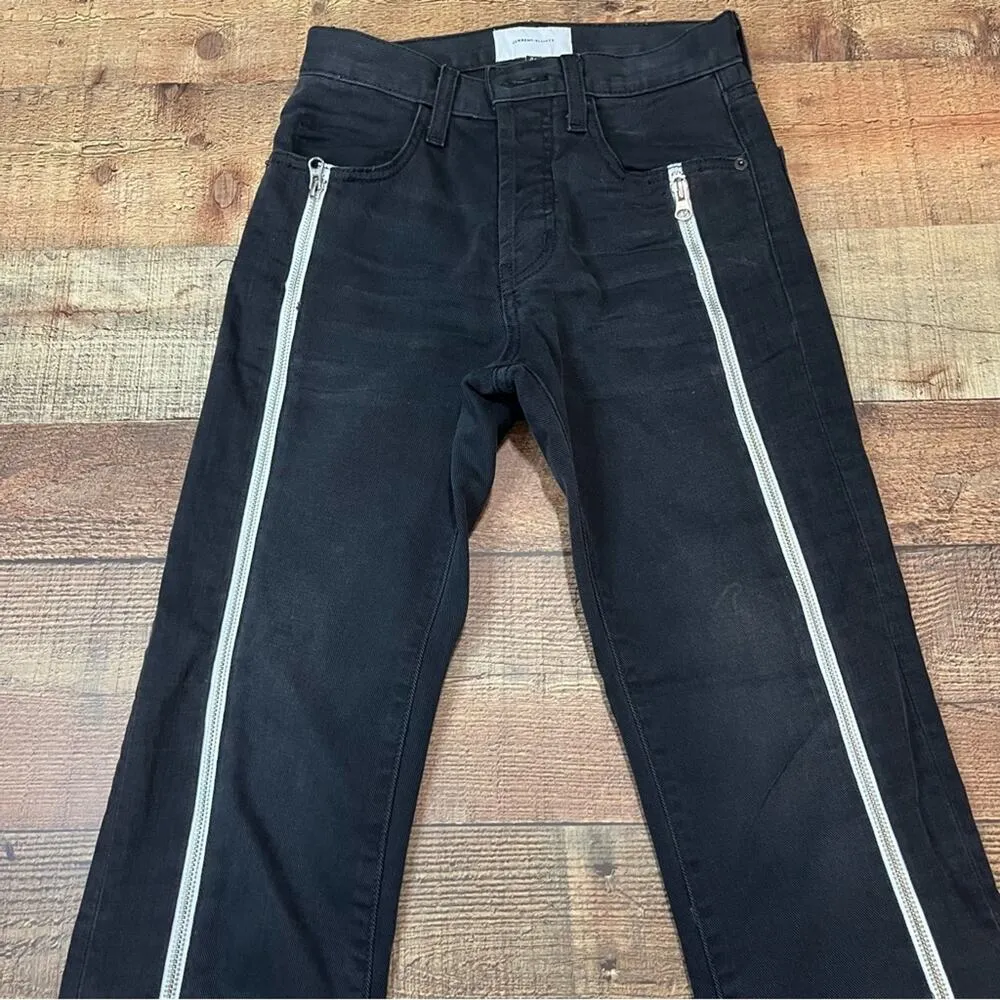 Current Elliott | Women's Black Button Fly Raw Hem Dallon Highline Jeans Sz 24 - Image 8