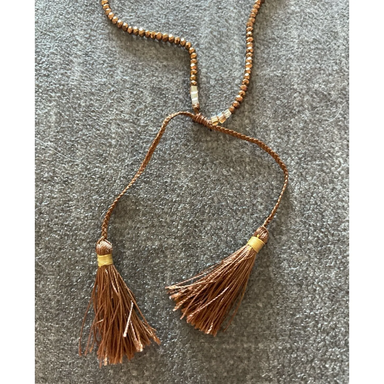 Henri‎ Bendel Boho Brown Beaded Tassel Necklace - Image 2