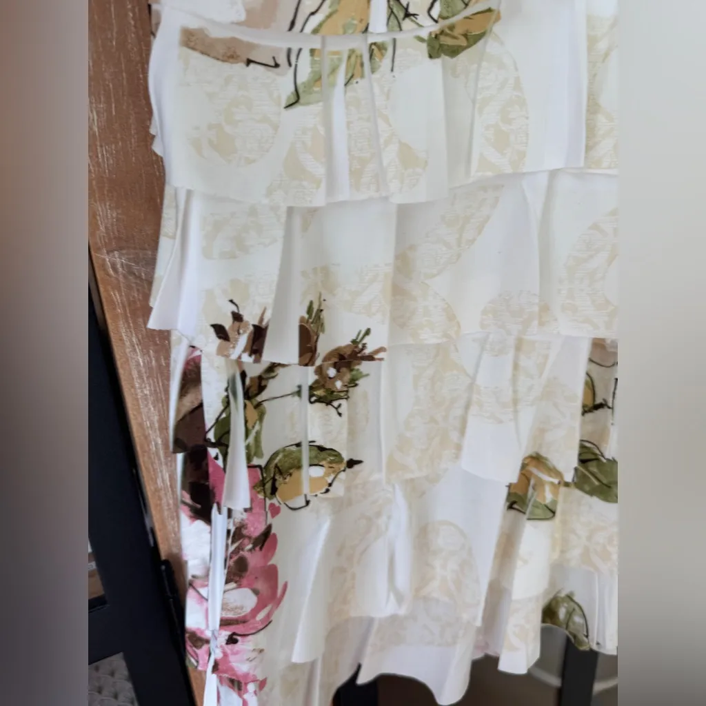 Deadstock y2k Forever 21 tank top ruffle blouse tiered floral twentyone beige - Image 7