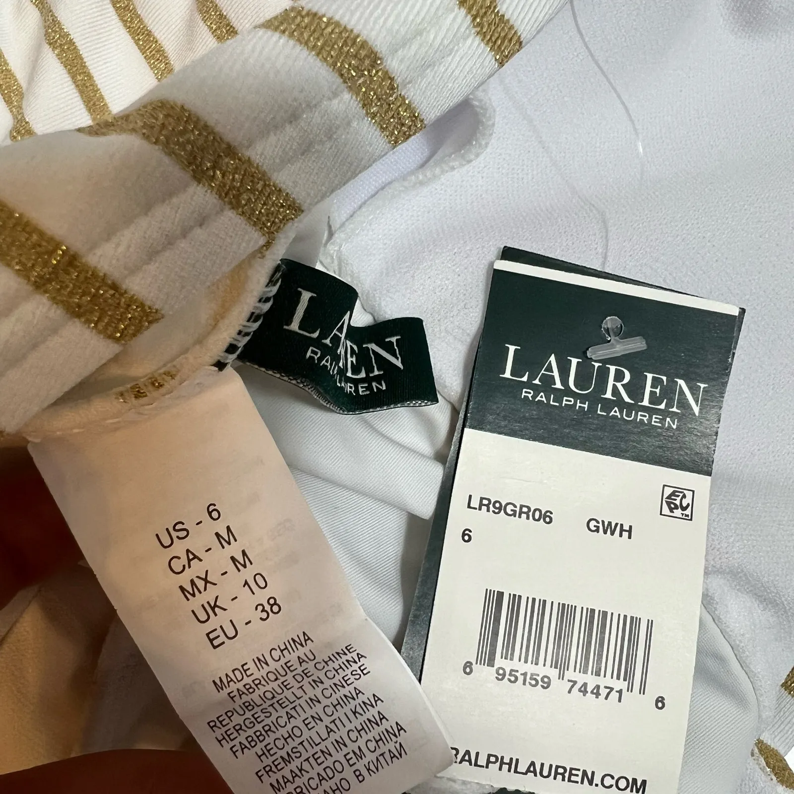 NWT LAUREN RALPH LAUREN Women's Lurex Stripe Halter One Piece Swimsuit as 6 - Image 7