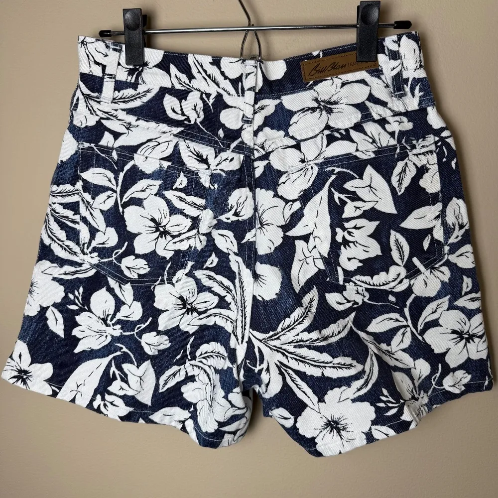 Vintage Bill Blass Denim Jean Mom Shorts Jorts Womens 8 Blue White Floral Mint! - Image 2