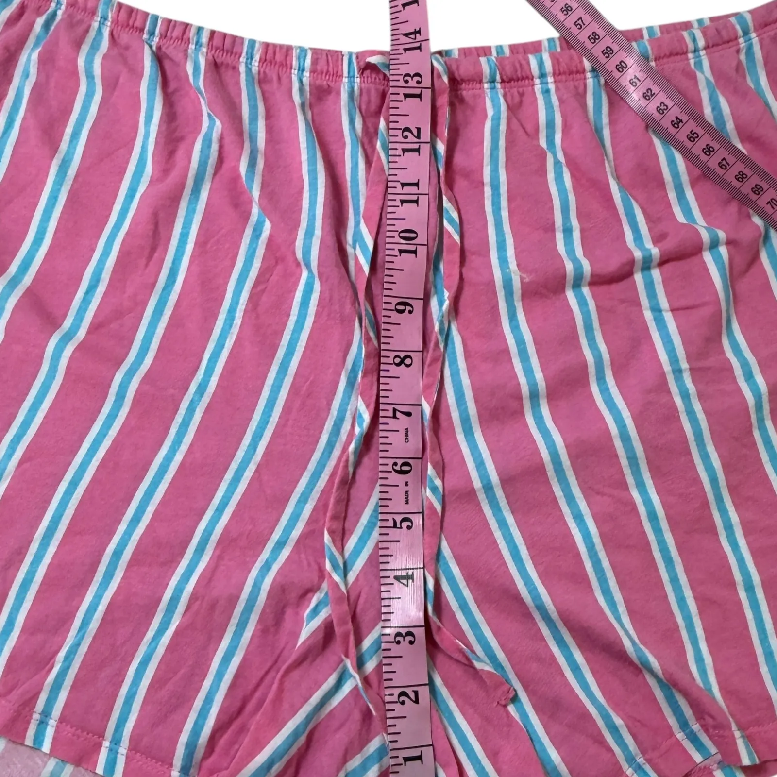 Polo Ralph Lauren Women's Pajama Set Hot Pink Blue Stripes 1X Cotton Sleepwear - Image 5