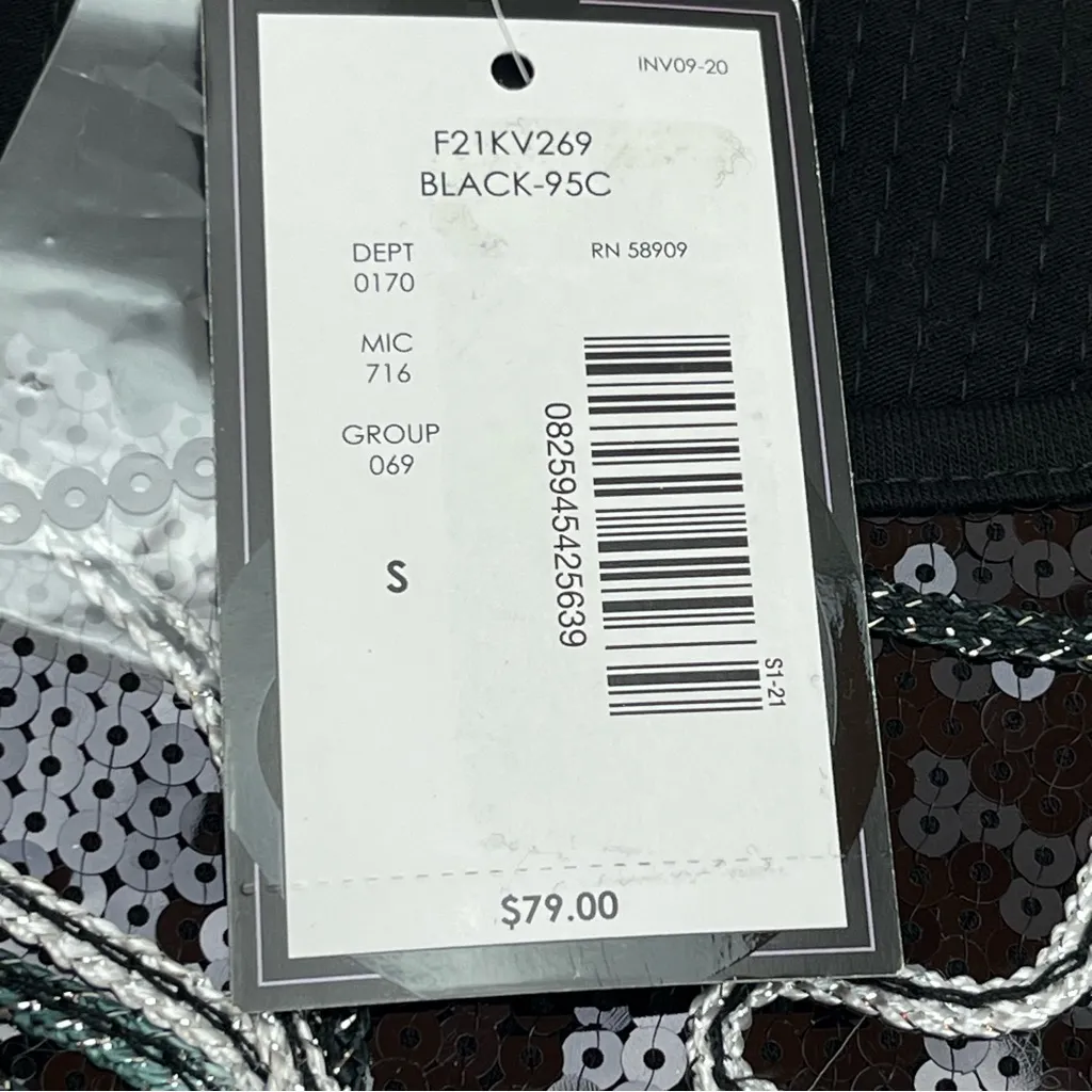Investments Black Sequin Top‎ Short Sleeve Squiggle Size Small NEW *FACTORY FLAW - Image 5
