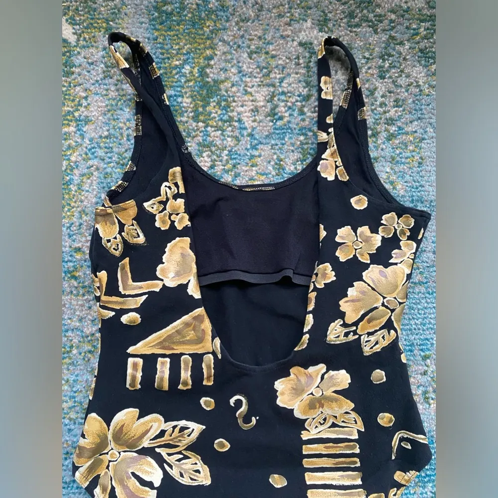 Vintage 90s Spiegel Together! cotton abstract floral one piece bodysuit, size 12 - Image 6