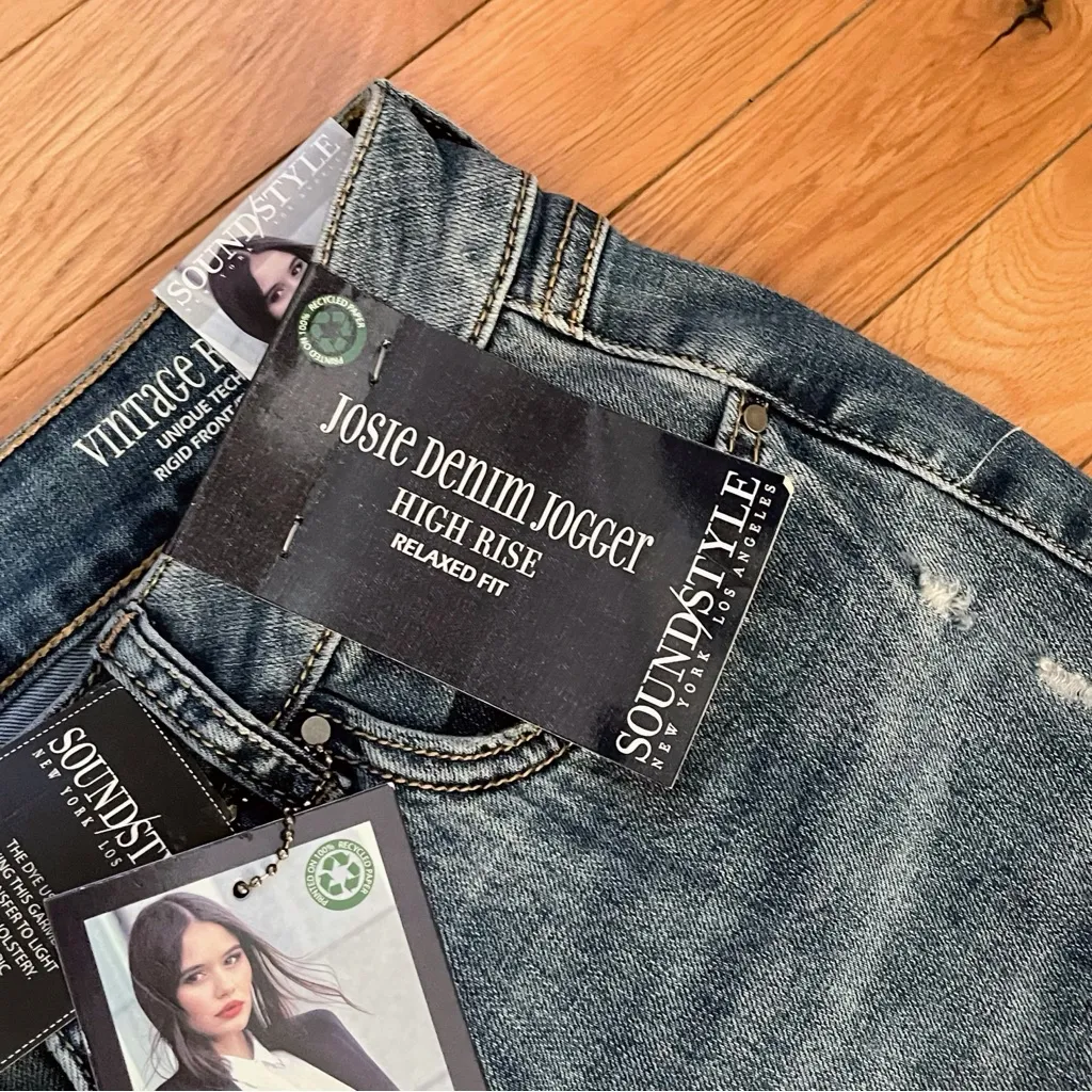 NWT SOUND/STYLE Josie High Rise Relaxed Fit Denim Jogger Jeans 8/29 Blue Size undefined - Image 14