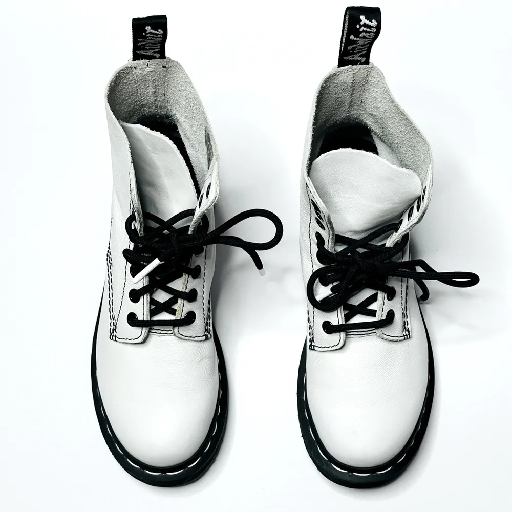 Dr. Martens 1460 Pascal Black Optical White Virginia Boots Size 37 - Image 2