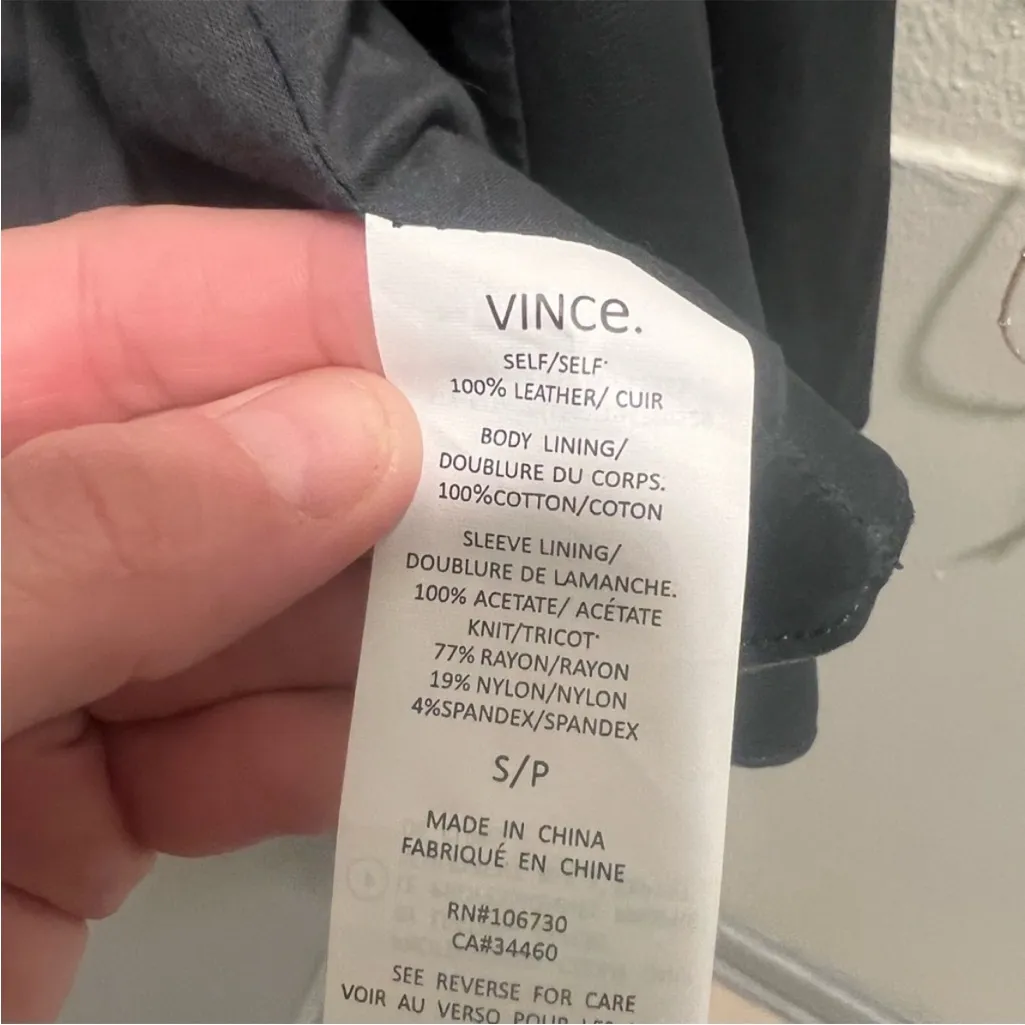 Vince Leather Draped Open Waterfall Front Jacket w/ Pockets & Flattering Fit - Image 9