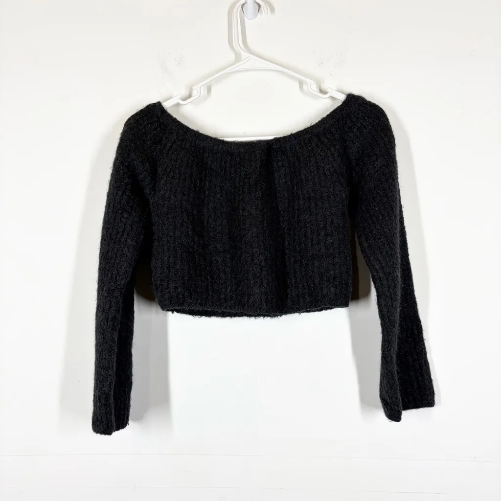 Frame Alpaca Wool Cropped Bare Shoulder Sweater Size Medium - Image 3