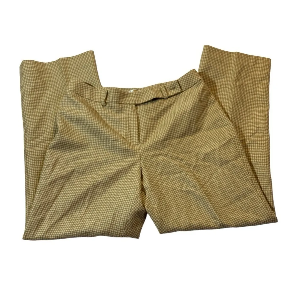 Vintage Talbots Petites Lined Houndstooth Plaid Wool & Cashmere Trousers Tan 10P - Image 3