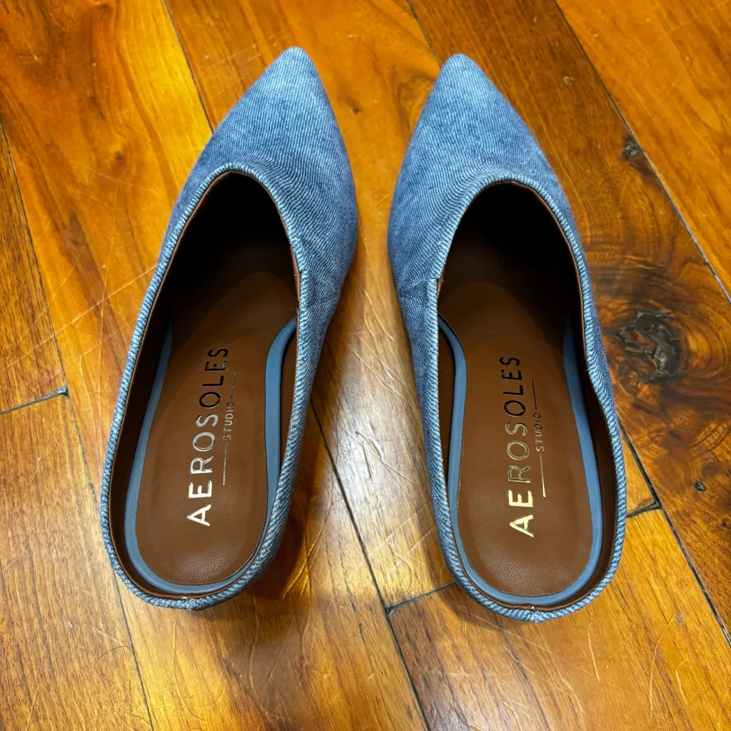 NEW Aerosoles Jama Pointed Toe Mule Blue Jean Denim Suede 8.5 - Image 8