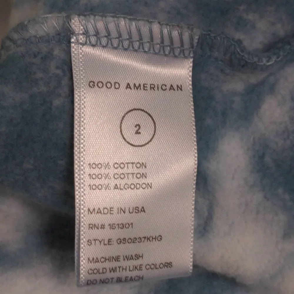 Good American Hoodie Sweatshirt Blue White Tie Dye Long Sleeve USA 2 (M) New - Image 7