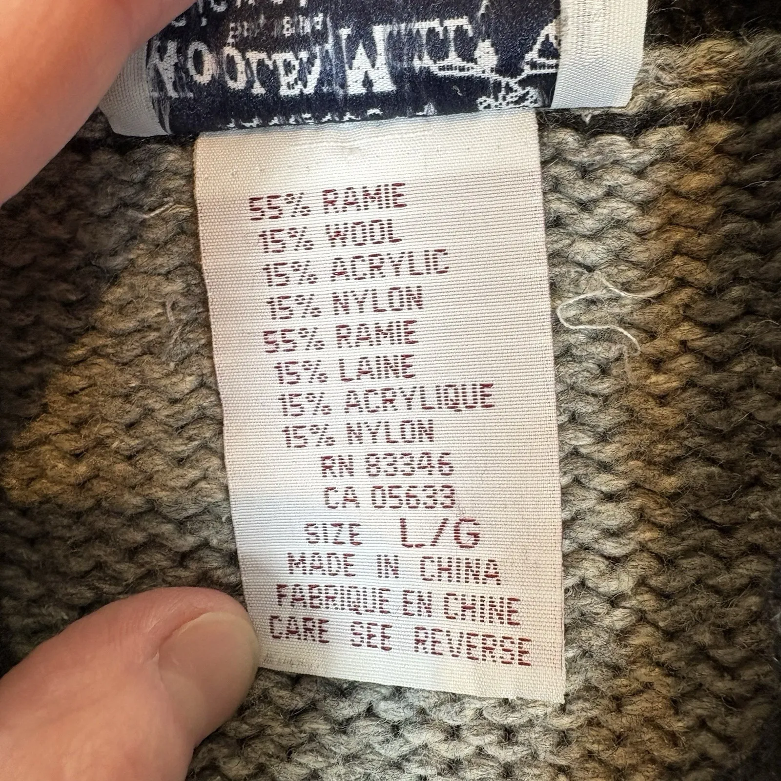 Vtg Frankenmuth Woolen Mill Bear Sweater L Black Gray Cabin Knit Pullover Size L - Image 3