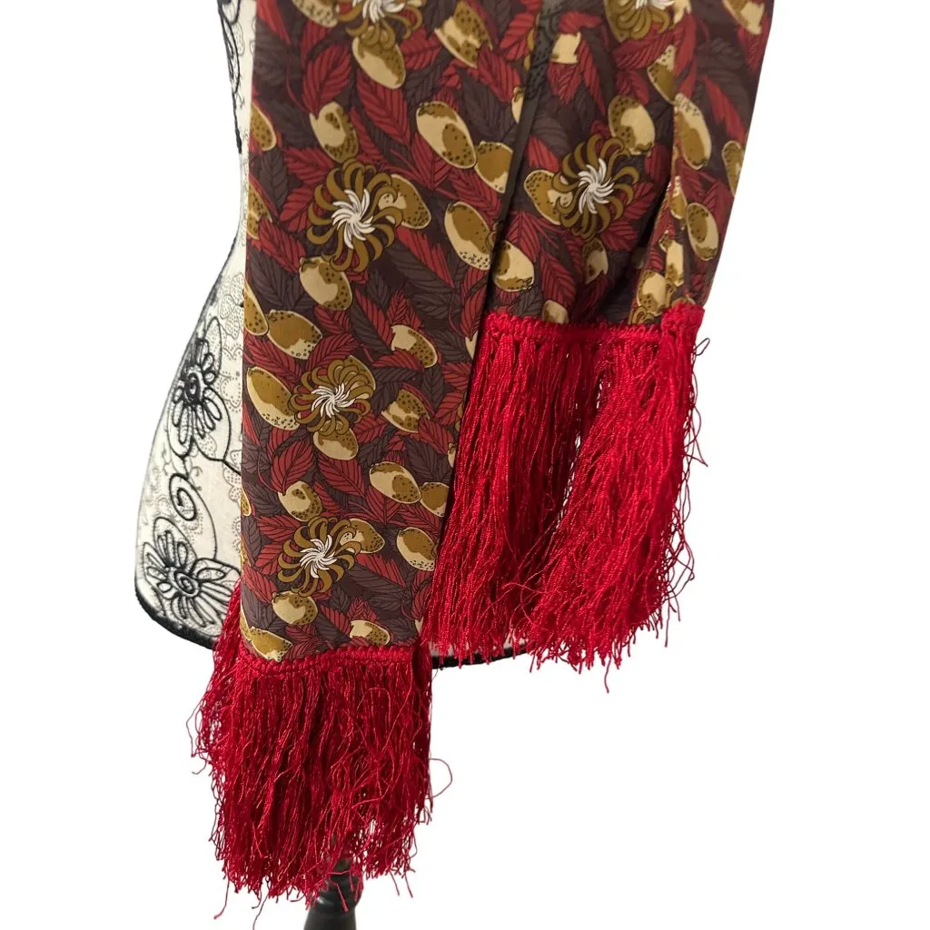 VINTAGE Womens Handmade Floral Fringe Scarf - Image 3