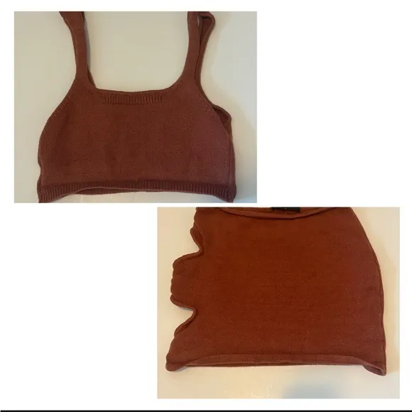 White Fox Cropped Top and Mini Skirt Set Top Size Medium, Skirt Size Small - Image 2