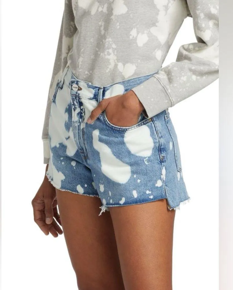 Frame Le Ultra Raw-Edge Bleached Denim Shorts - Image 3