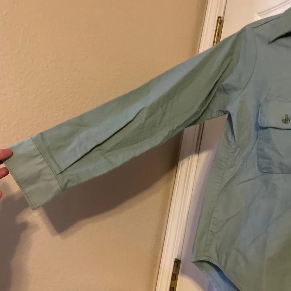 Five Brother Vintage Union Made In USA Long Sleeve Flannel Cotton Button Up Med Green - Image 4