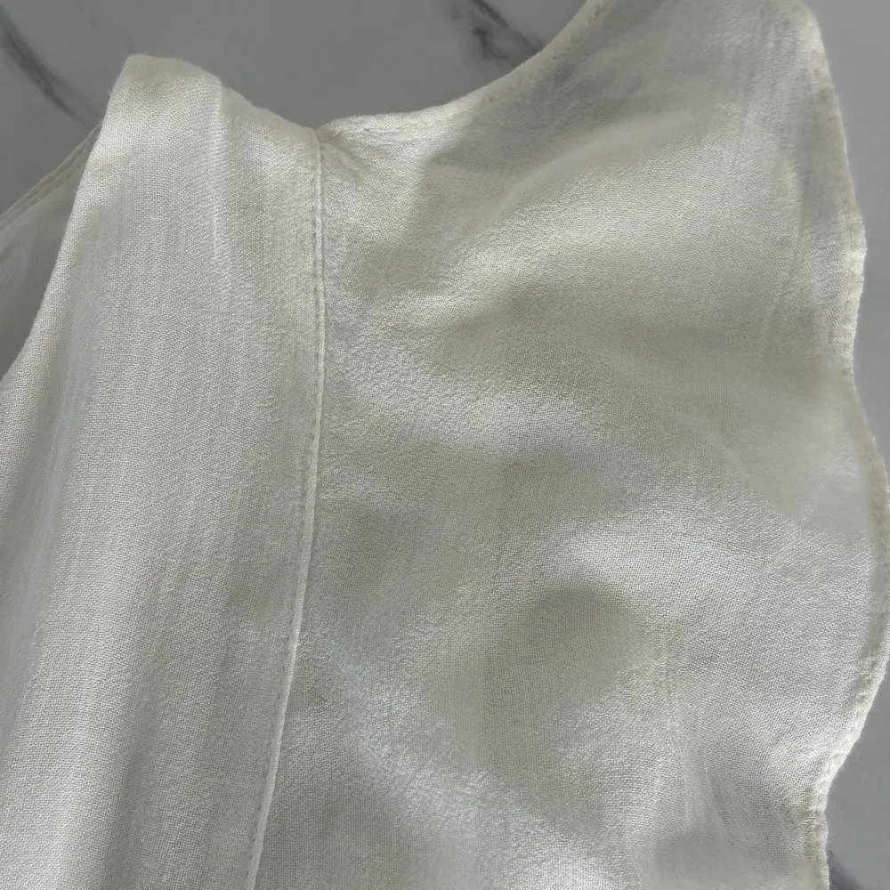 Zara Trafaluc Ivory One Shoulder Tiered Asymmetrical Metal Embellishment Dress S - Image 10