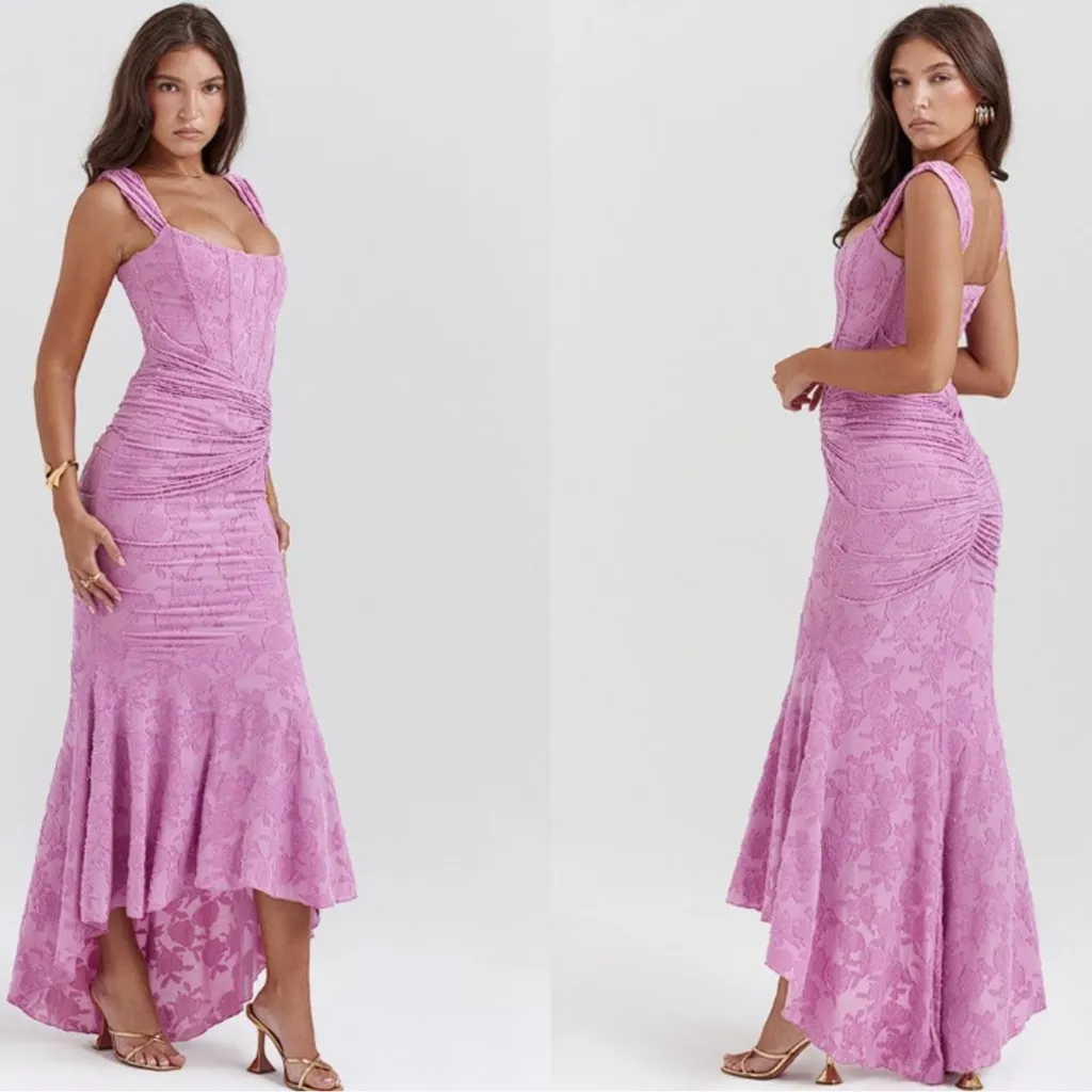 NWOT HOUSE OF CB 'Cesca' Rose Pink Corset Floral Maxi Dress sz XL - Image 3