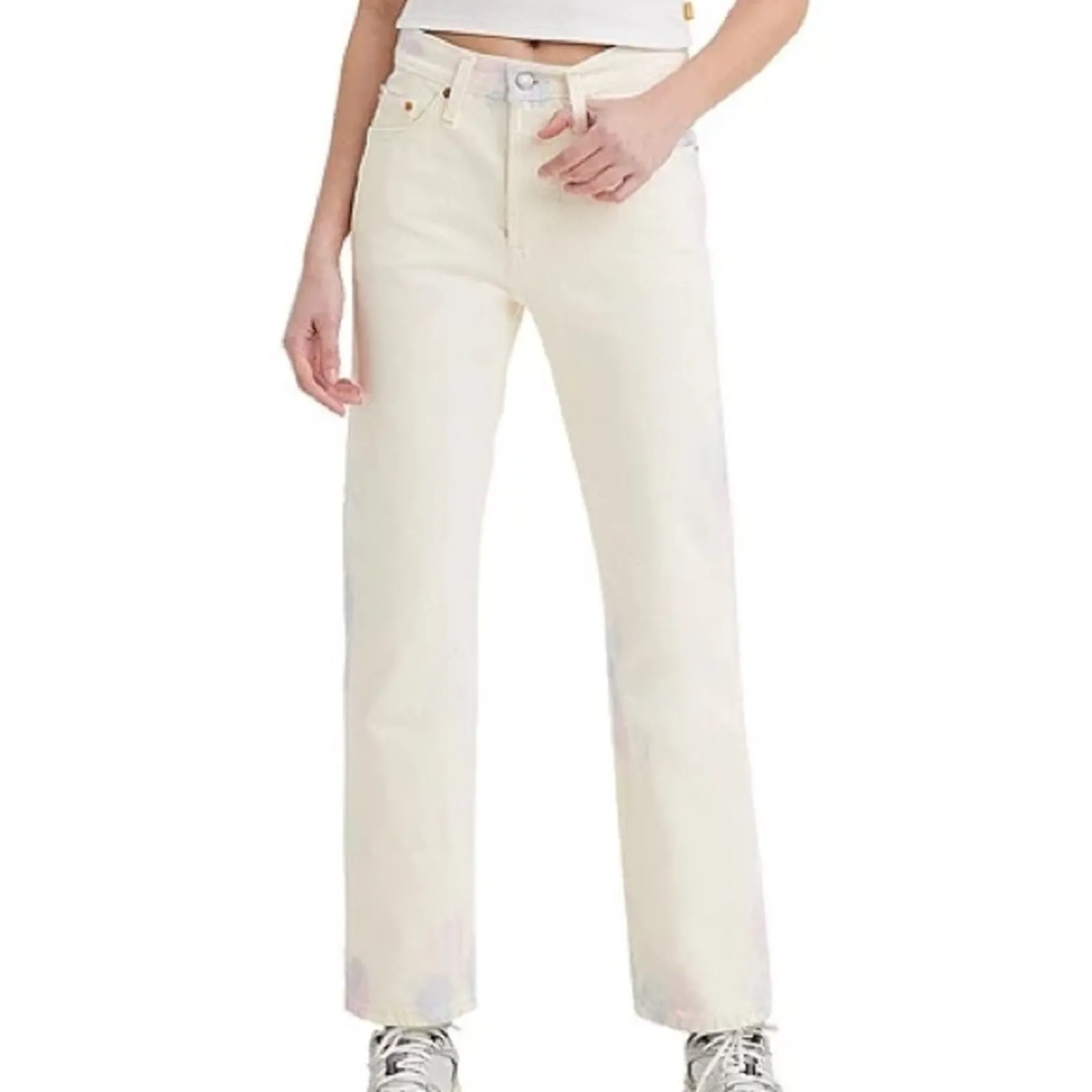 NEW Levi’s 501 Jeans High Rise Straight Leg White Tie-Dye Button Fly Womens 31 - Image 9