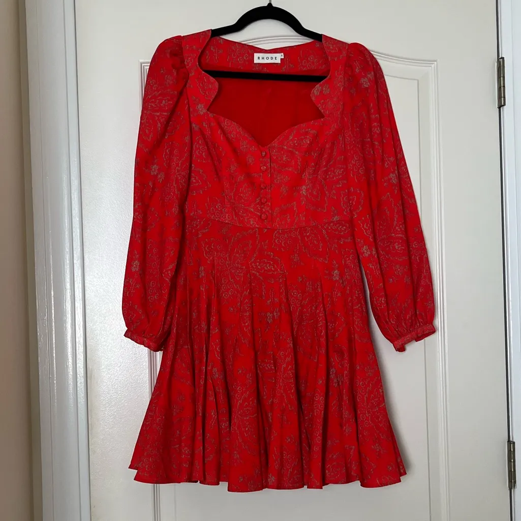 RHODE Torri Mini Dress in Autumn Fern Bramble Berry‎ Red Size XS - Image 3
