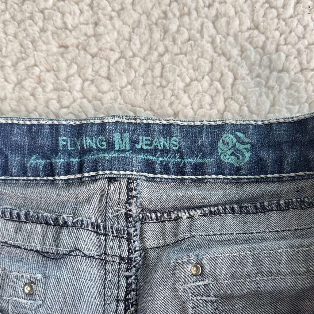 Flying Monkey Distressed Blue Flare Jeans - Image 2