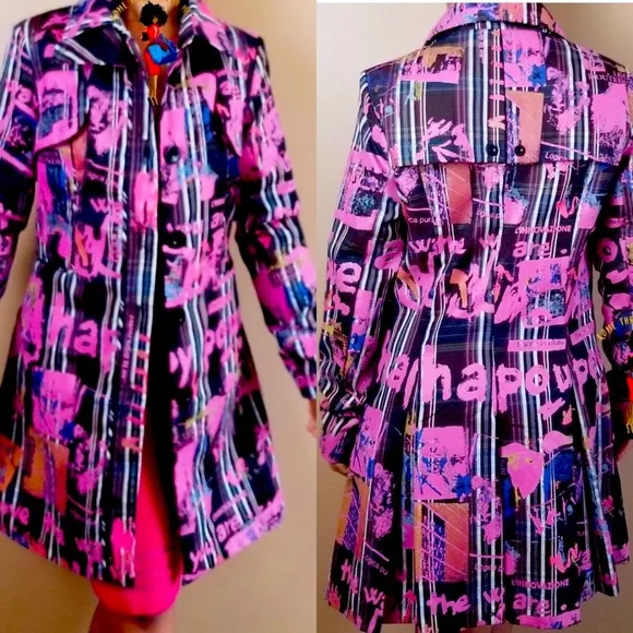 Desigual   Abstracto Print Trench Coat Size… - Image 2