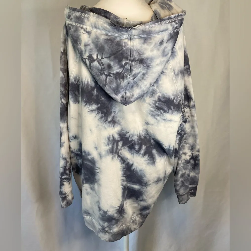 Blue Gray White Tie Dye Hooded Sweatshirt XL Laced Up Side American Star Y2K - Image 5