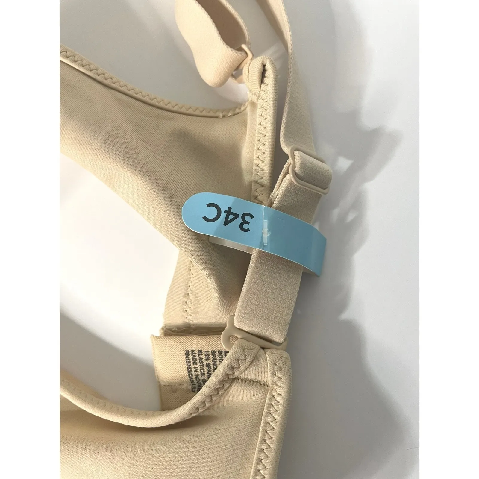 Bali Women Lace Trim T-Shirt Bra Lightly Lined Underwire 34C Beige - Image 2