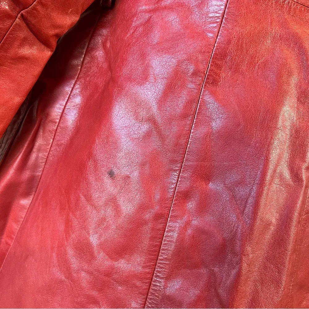 Vintage 70’s Custom Leather Boutique Leather Coat with Woven Pockets in Red Rust Size undefined - Image 10