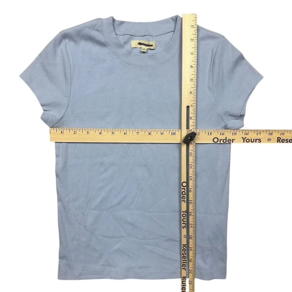 NWT Madewell Women's Supima Ribbed Tee Size S Casual Pale Dawn Blue - Image 6