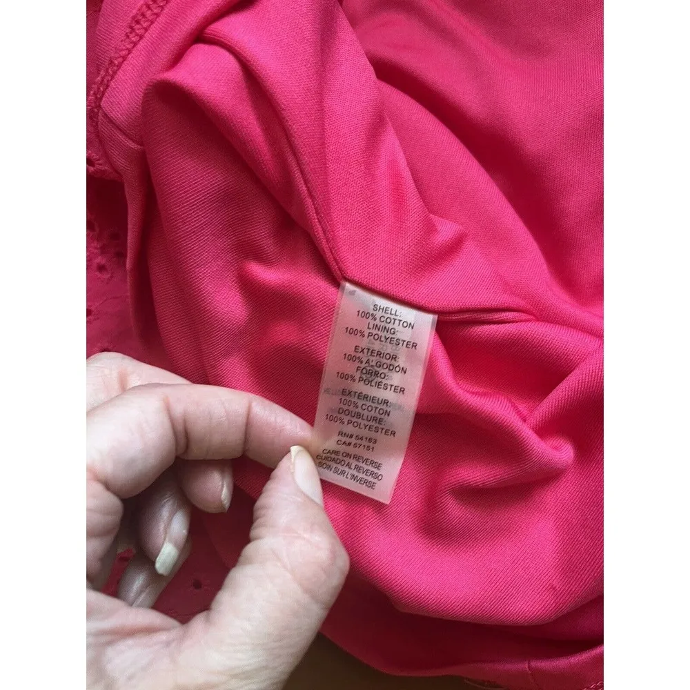 Karl Lagerfeld Pink Crochet Eyelet Lace Knee Length Sheath Dress Size 4 - Image 7