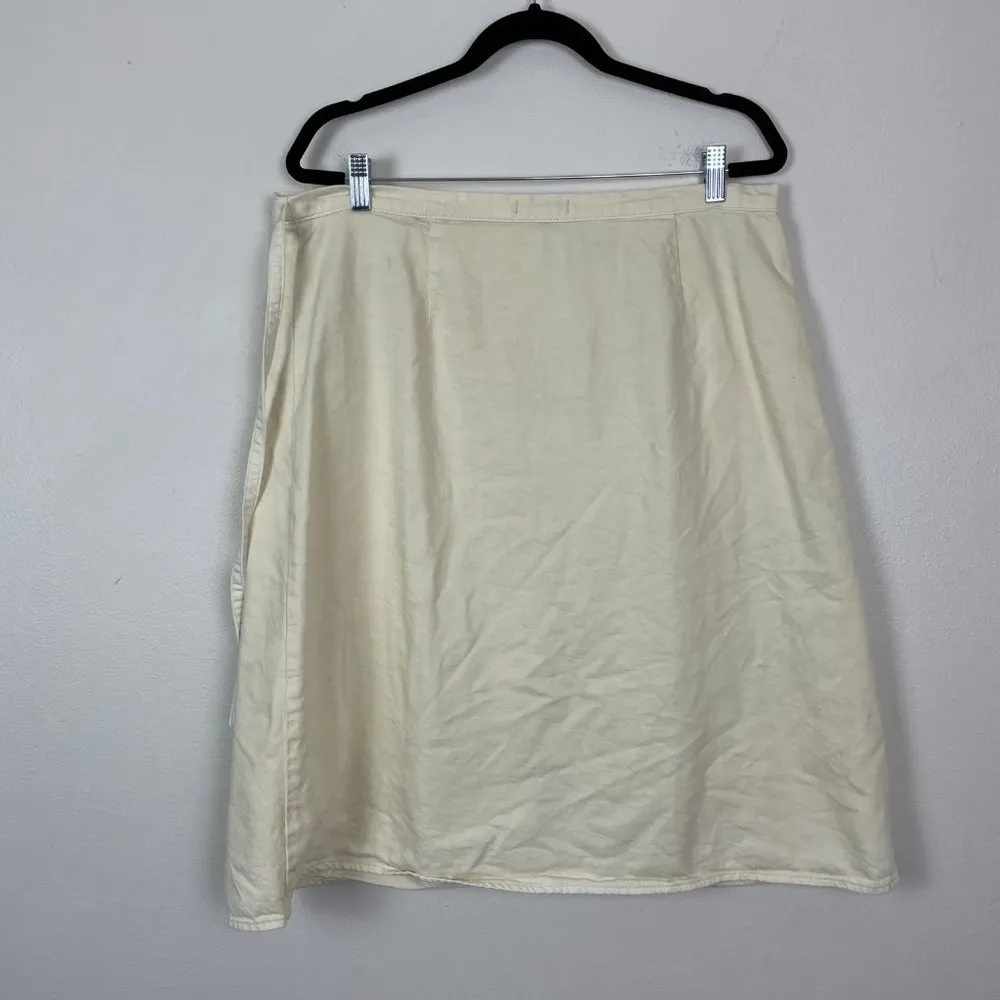 J. Crew Woman's Sz L Cream‎ Neutral Colored True Wrap Skirt High Rise Summer - Image 7