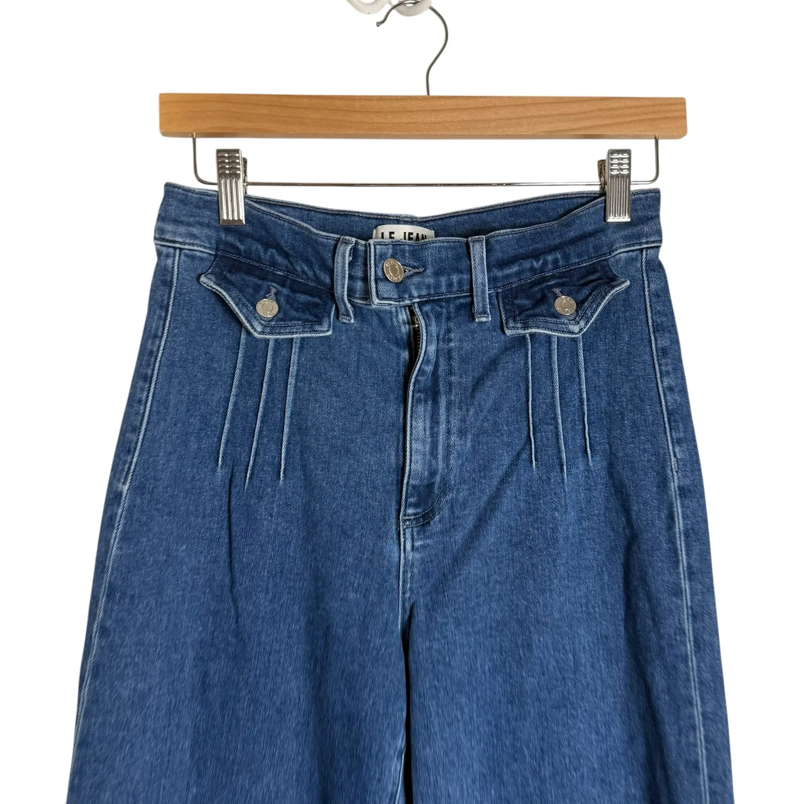 Le Jean Stardust High Rise Wide Leg Blue Denim Retro Trouser Jeans Size 28 - Image 7