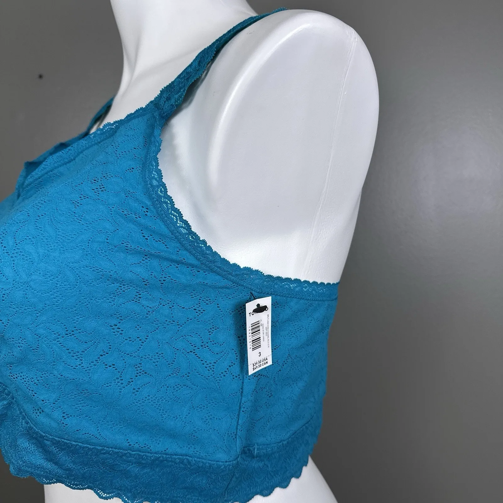 New Torrid Bralette 4 Way Stretch Teal Blue Lace Bra Size 3 3X New NWT Wireless - Image 3