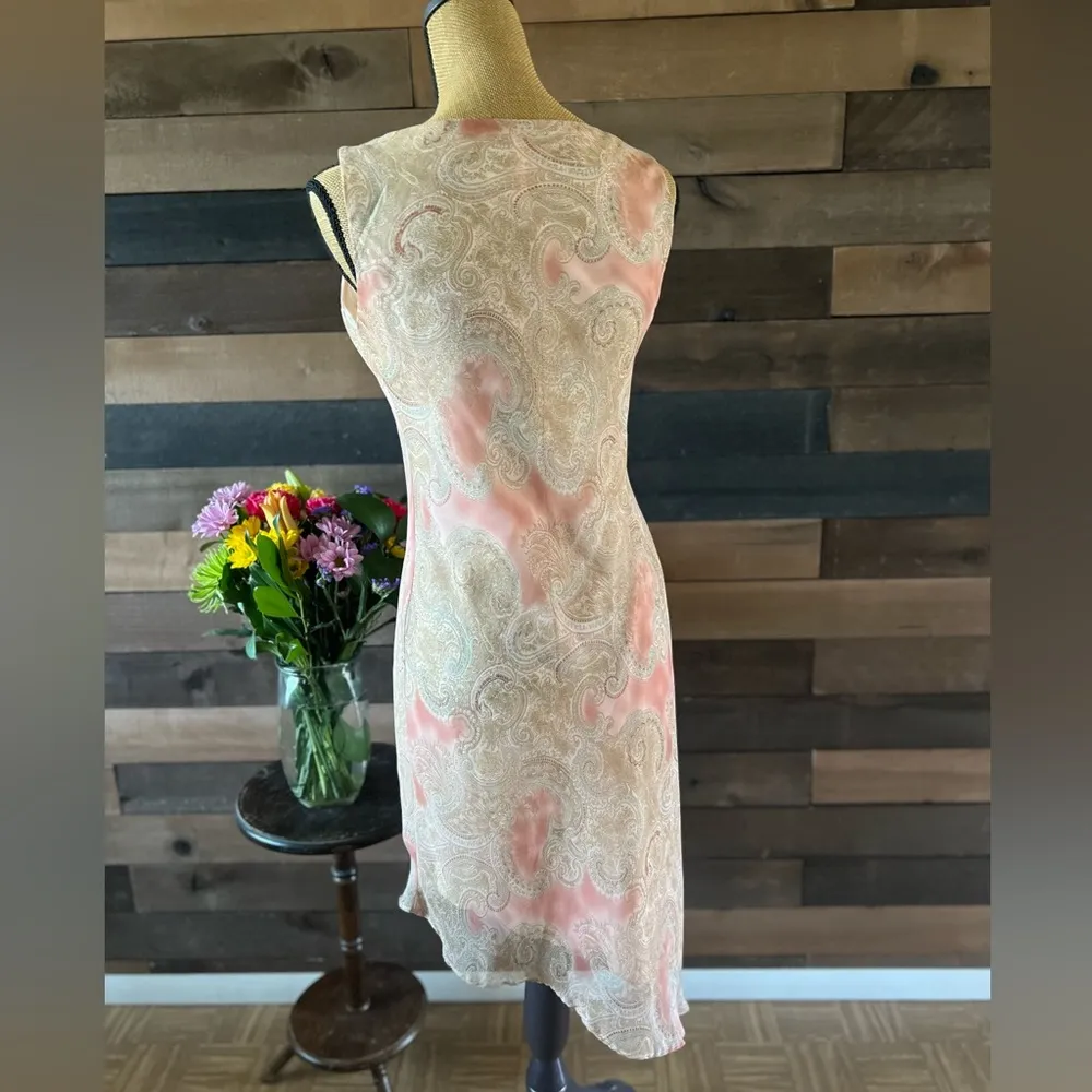 Alyn Paige 90s Vintage  Pink Asymmetrical Retro Dress Made in USA - Image 9