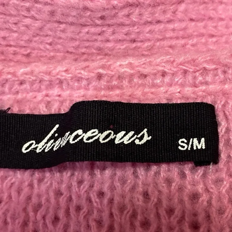 Olivaceous Women Pink Long Sleeve Pocket Knit Button Up Cardigan Sweater Top S/M - Image 3