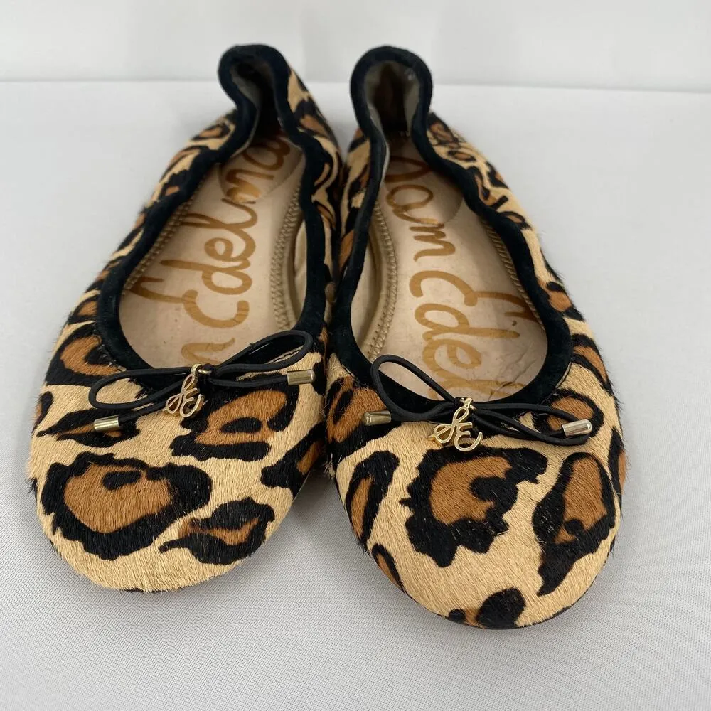 Sam Edelman Leopard Animal Print Leather Felicity Ballet Flats Size 6W - Image 3