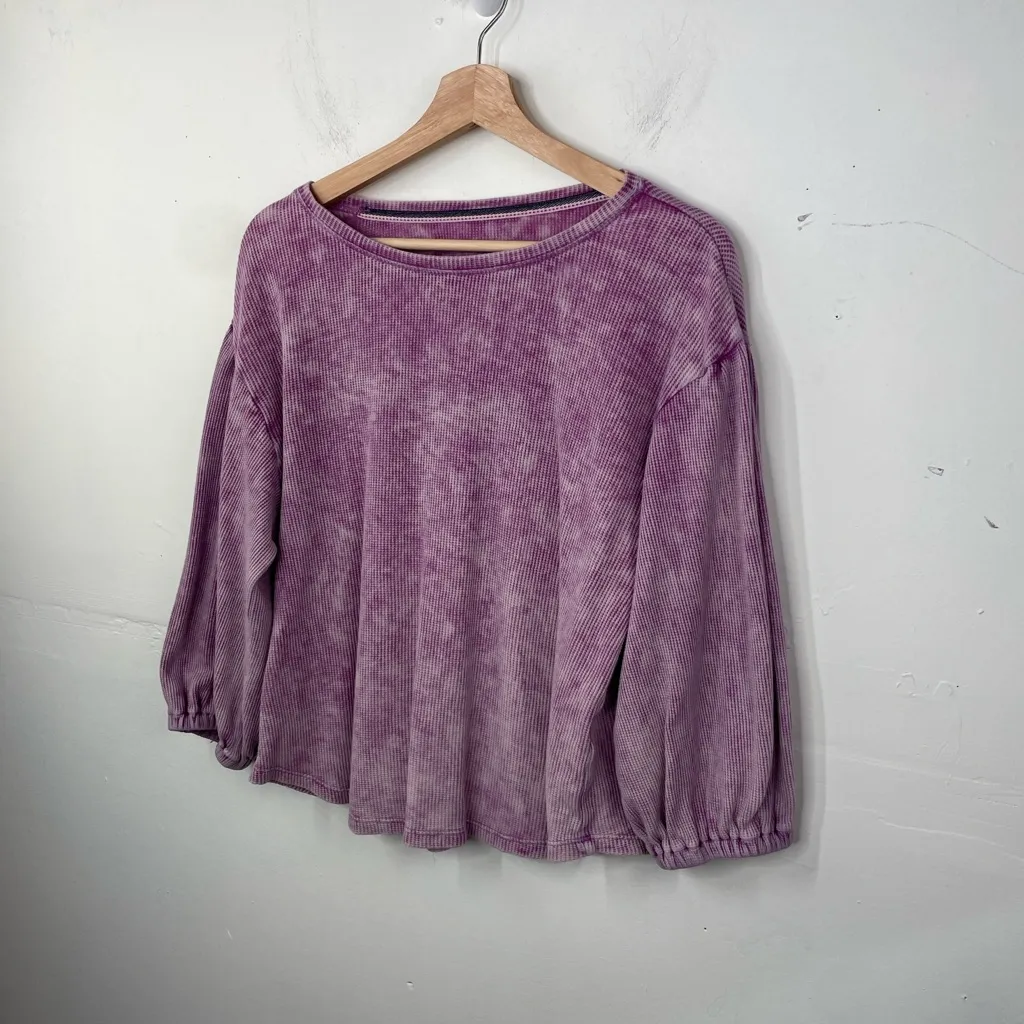 Pilcro Anthropologie Washed Waffle Thermal Sweatshirt size XS Lavender - Image 2