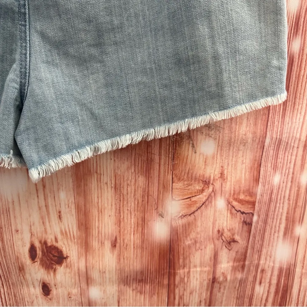 Aerie Lightwash Pull On Frayed Hem Distressed Shorts - Image 8