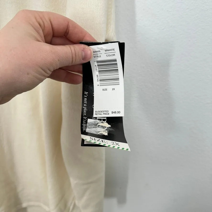 Vintage Sag Harbor Cream V Neck Long Sleeve Beaded Embellished Sweater Granny Size XXL - Image 11